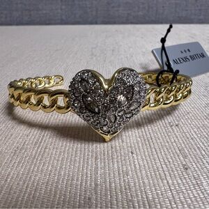 Alexis Bittar Solanales Crystal Heart Macrame Cuff Bangle Bracelet NWT